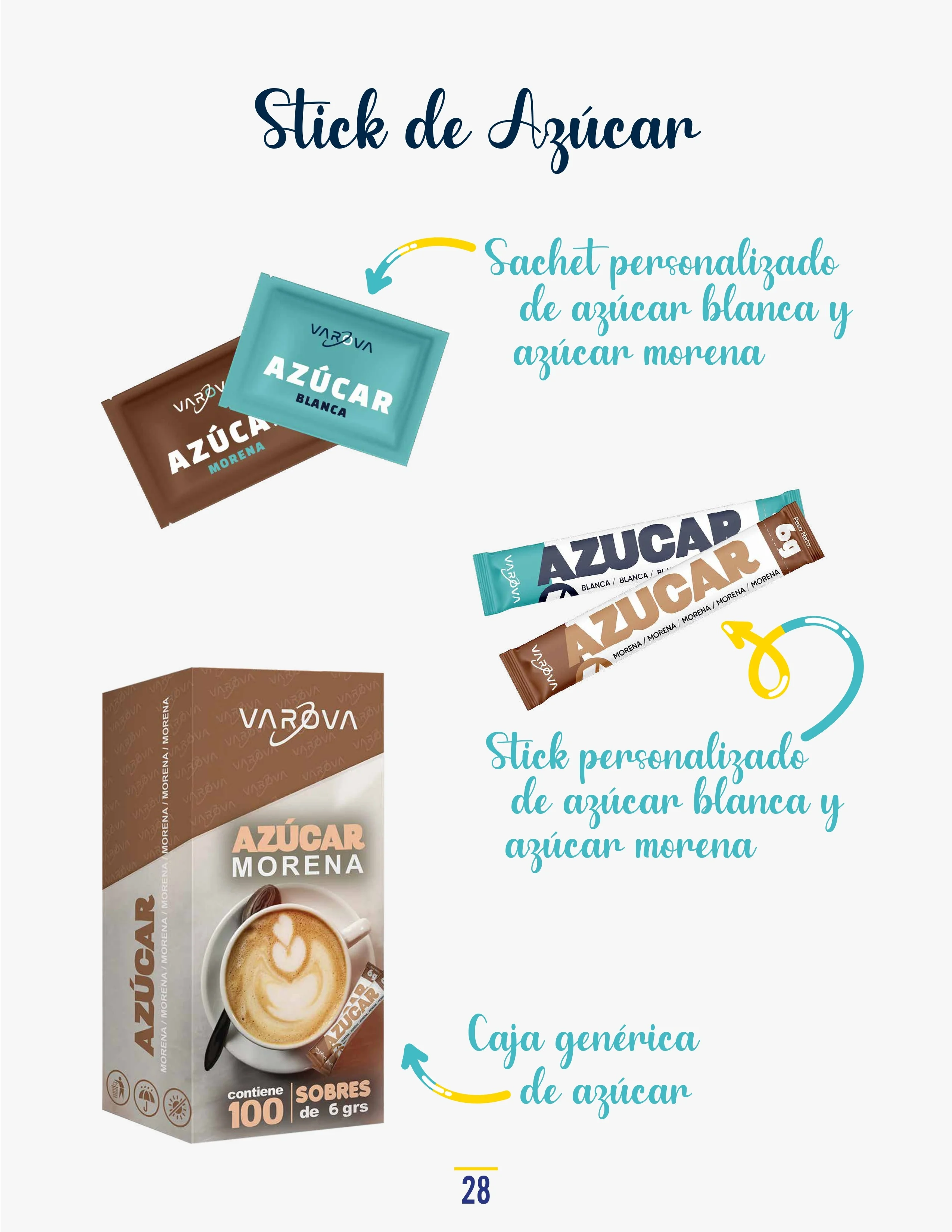 Catálogo de Productos Varova stick de azucar personalizados corporativos